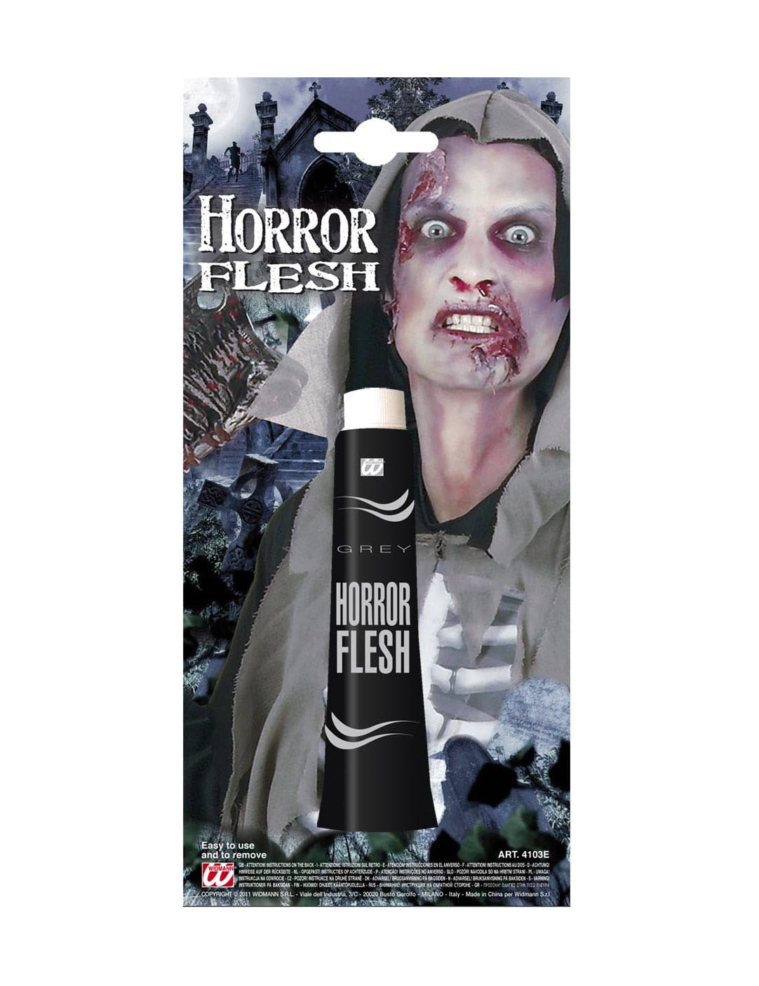Maquillage peau Halloween pour adulte gris effet chair
