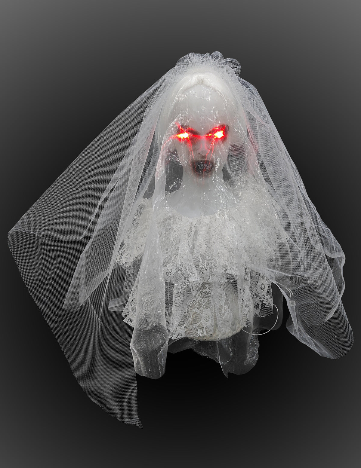 Mariée fantôme de table pour Halloween blanche avec yeux rouges lumineux