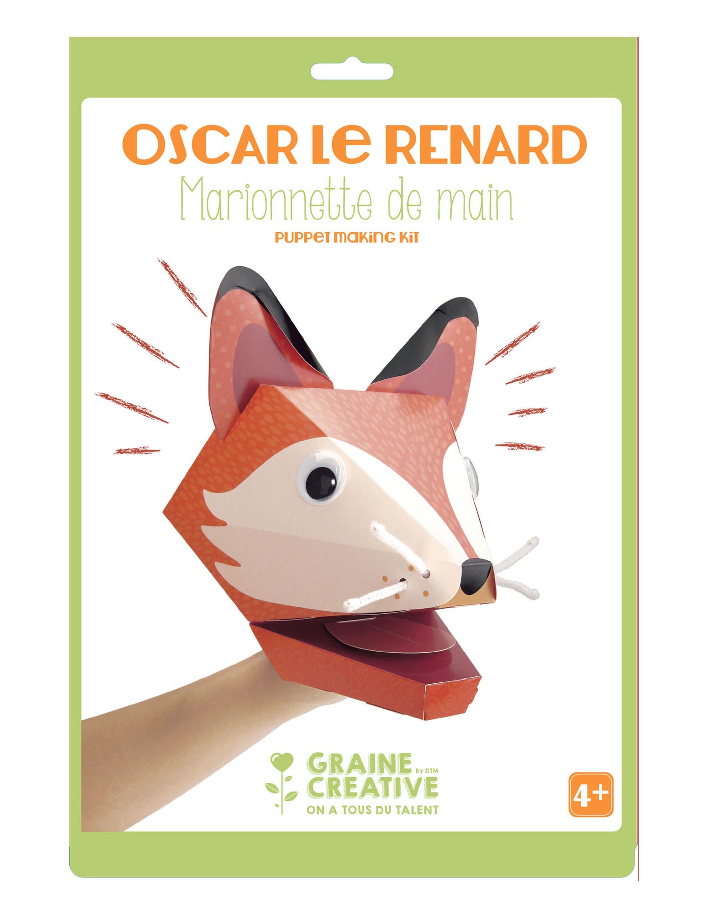 Kartonová loutka liška Oscar 20,5 x 29 cm sada k sestavení