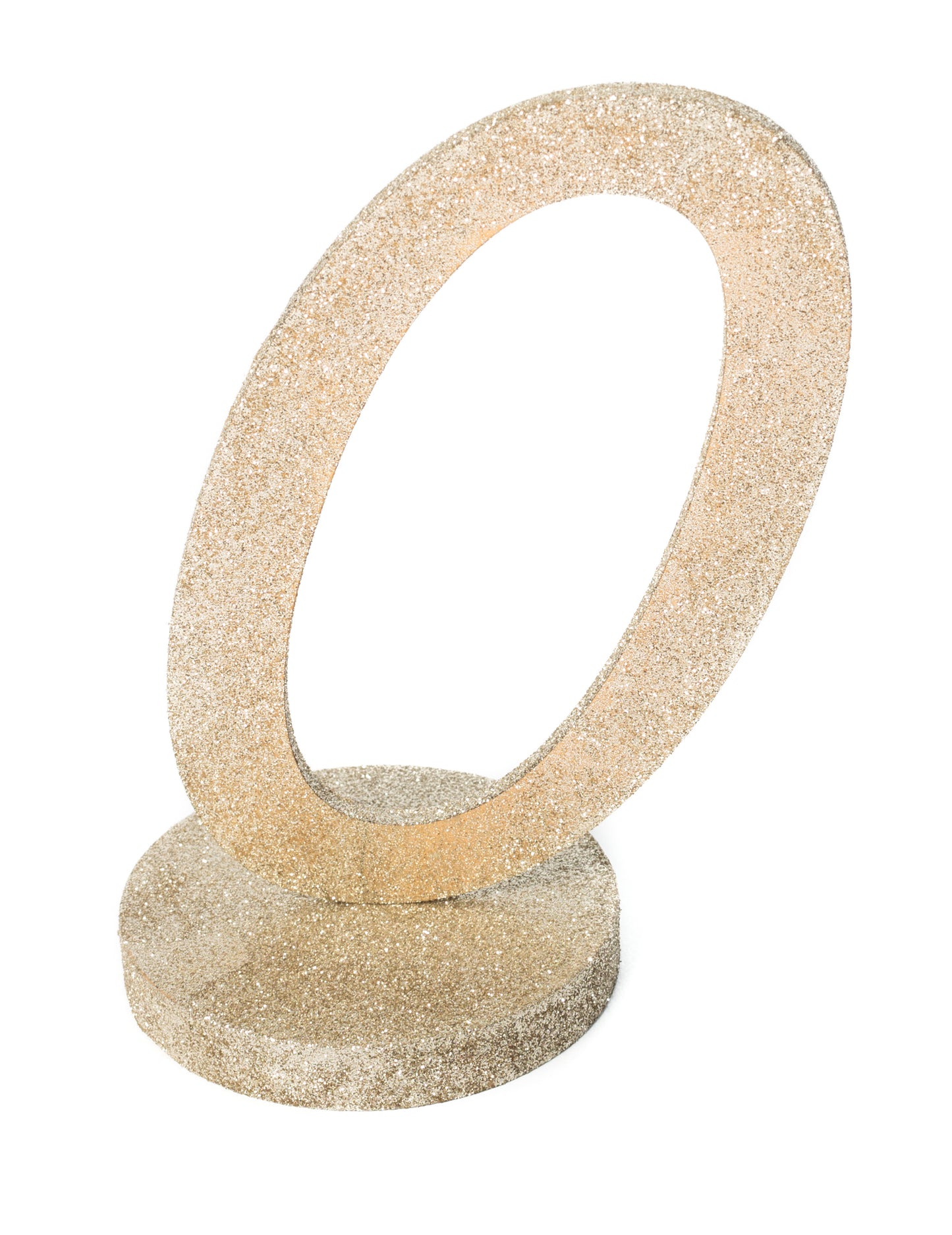 Středový díl číslo 0 šampaňské třpytivé dřevo 20 cm se stabilní základnou