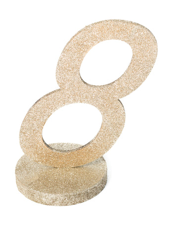 Středový díl číslo 8 šampaňské třpytivé dřevo 20 cm party dekorace