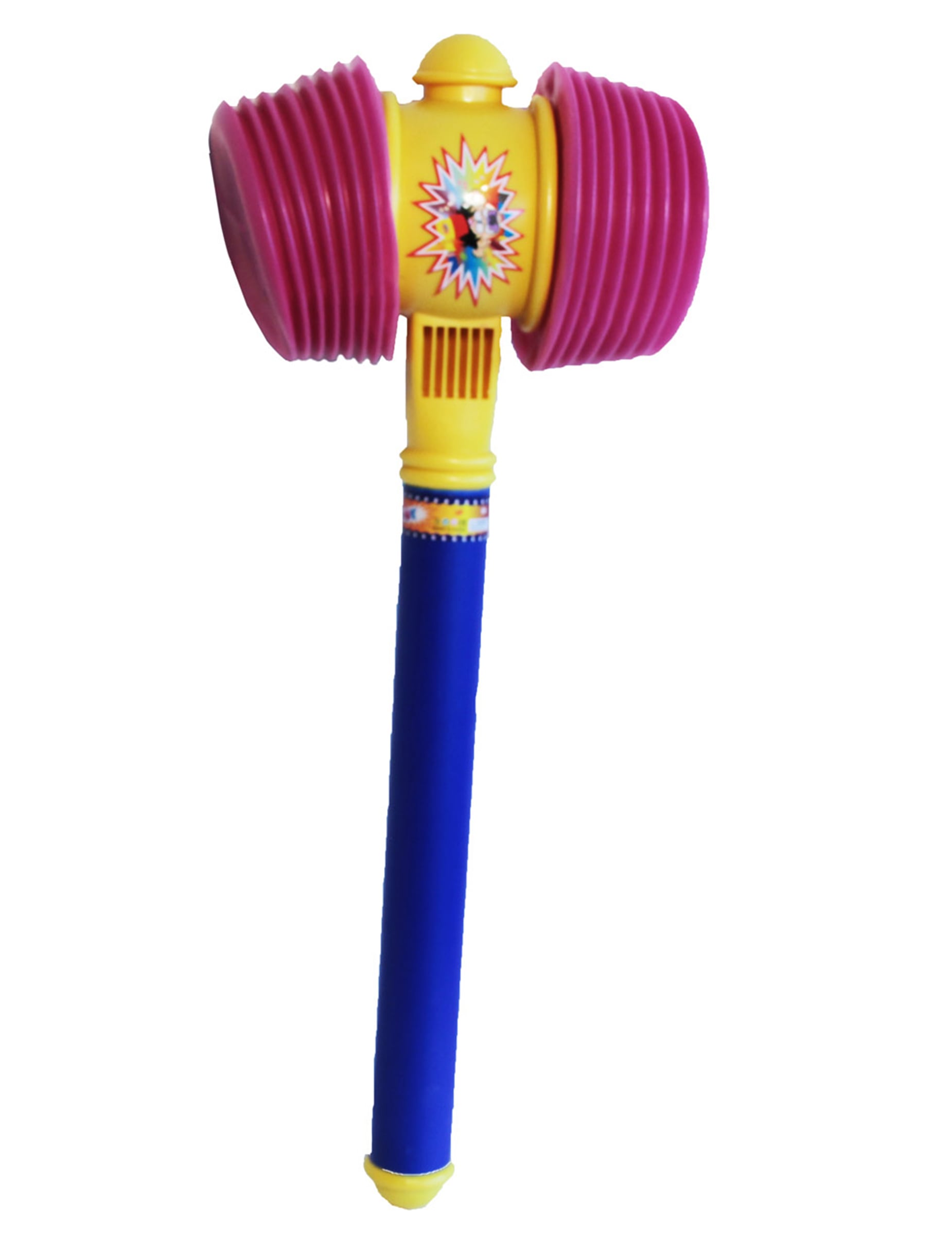 Marteau clown pour déguisement rose jaune et bleu