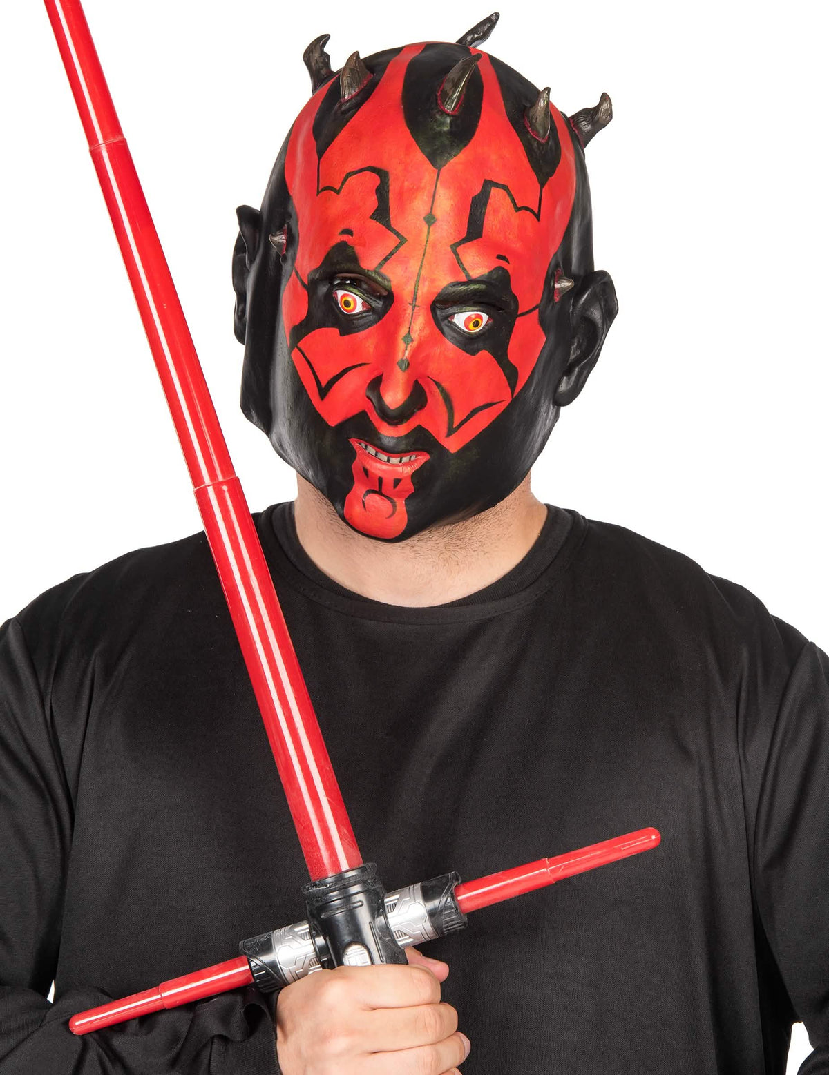 Polomaska Darth Maul Star Wars pro dospělého červená a černá s rohy