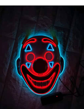 Maska bláznivého klauna s LED diodami pro dospělé