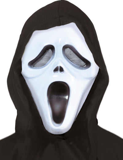 Masque de fantôme hurlant pour enfant blanc et noir avec cagoule