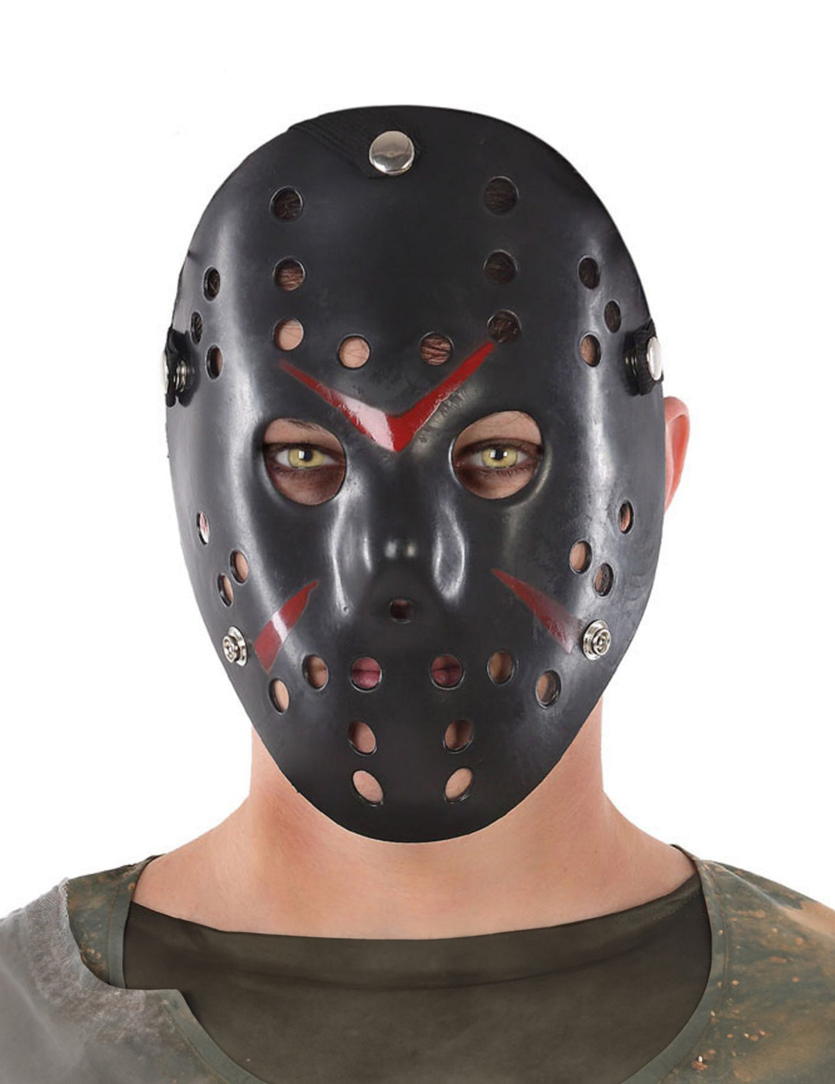 Masque de hockey pour adulte noir avec détails rouges