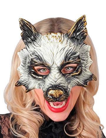 Masque de loup à dorures adulte
