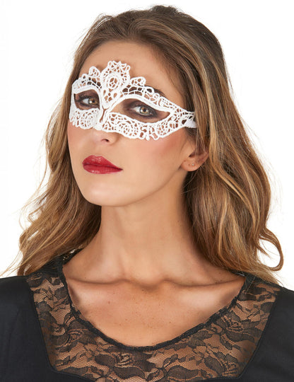 Bílá krajková maska pro ženy