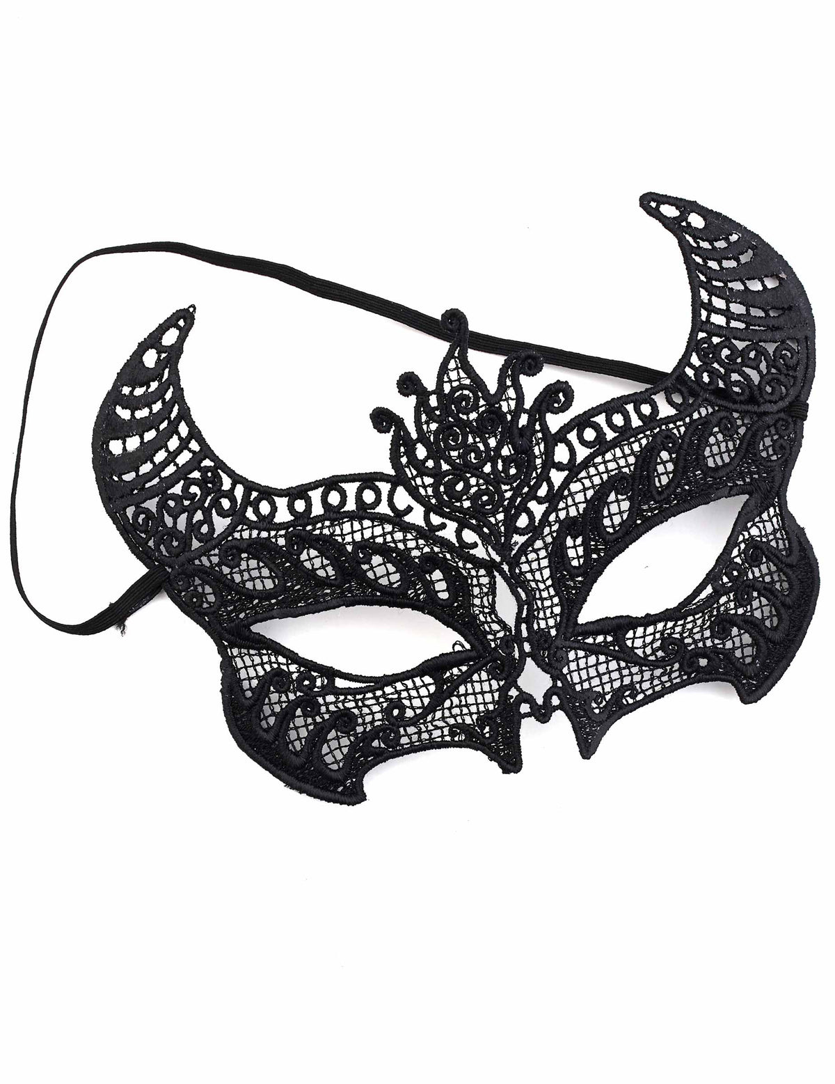 Détail de la broderie et de l'élastique du masque dentelle pour femme