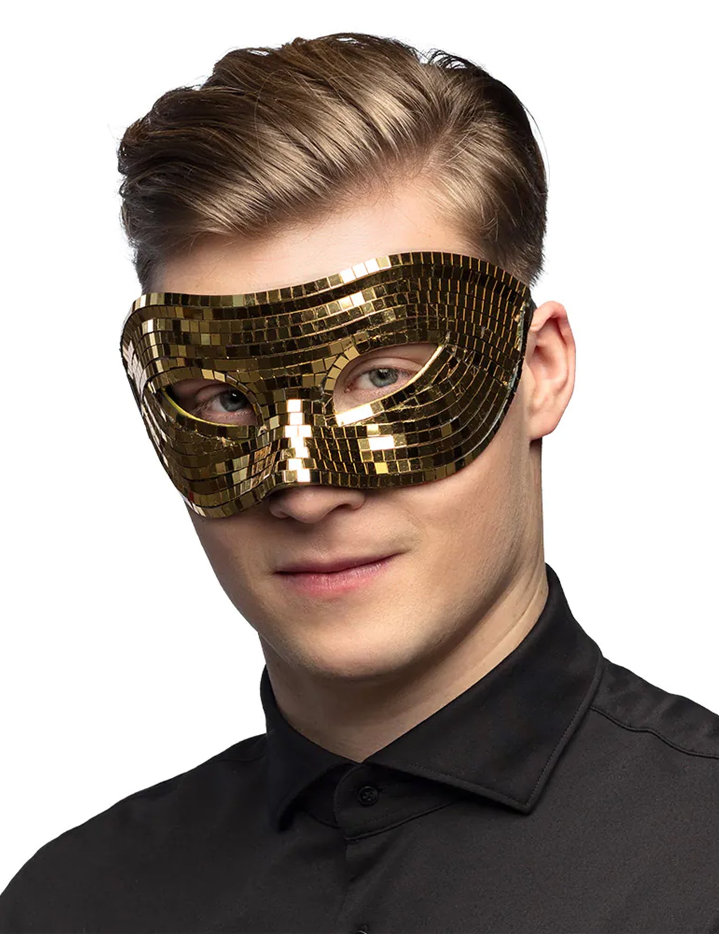 Diskotéková maska s zlatými facetami pro dospělé 
