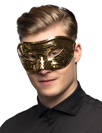 Diskotéková maska s zlatými facetami pro dospělé 