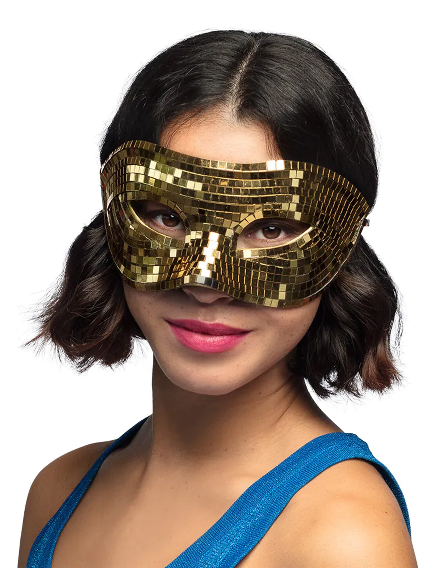 Diskotéková maska s zlatými facetami pro dospělé 