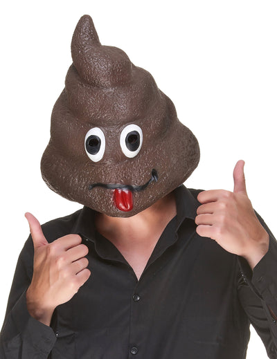 Masque en latex Caca pour adulte marron avec langue tirée