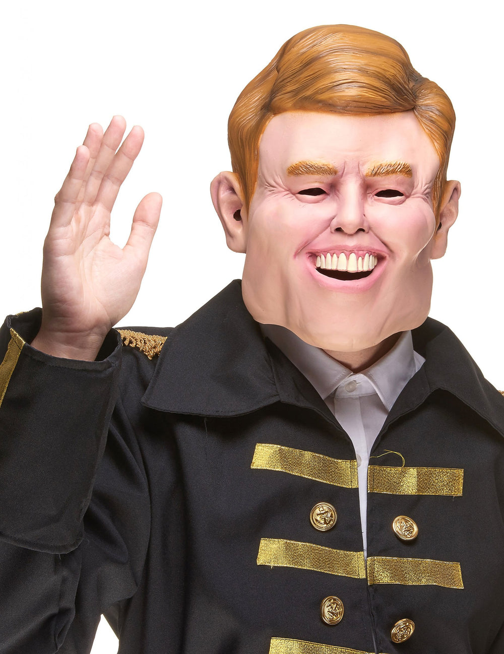Masque humoristique en latex Guillaume Alexandre pour adulte blond avec grand sourire