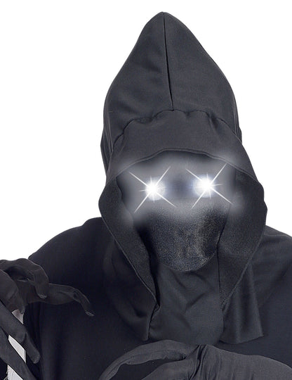 Celoobličejová maska s kapucí a světelnýma očima pro dospělé bílé barvy