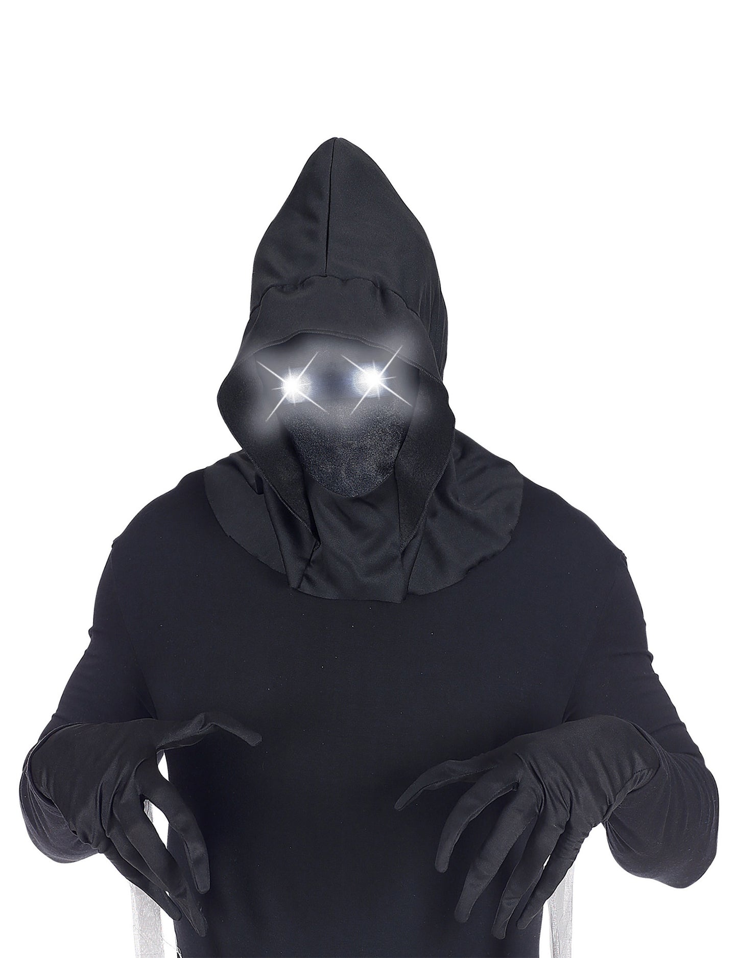 Celoobličejová maska s kapucí a světelnýma očima pro dospělé bílé barvy