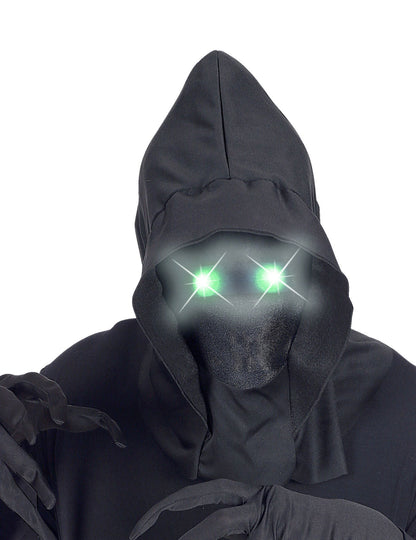 Celoobličejová maska s kapucí a světelnýma očima pro dospělé zelené barvy