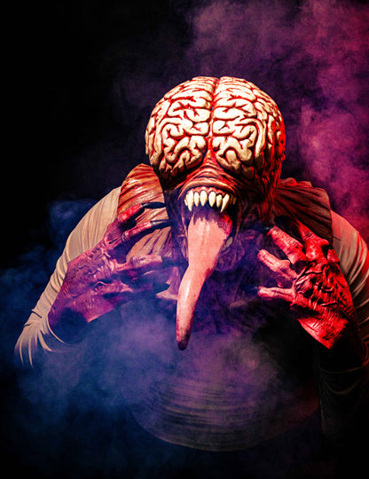 Celoobličejová maska pro dospělé monstrum s viditelným mozkem