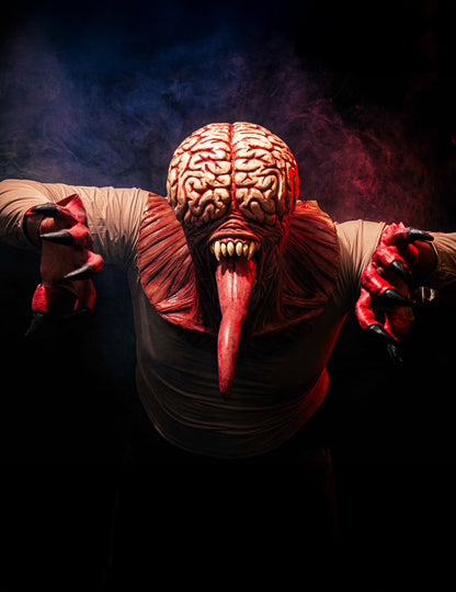 Celoobličejová maska pro dospělé monstrum s viditelným mozkem