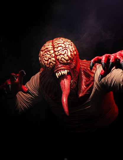 Celoobličejová maska pro dospělé monstrum s viditelným mozkem