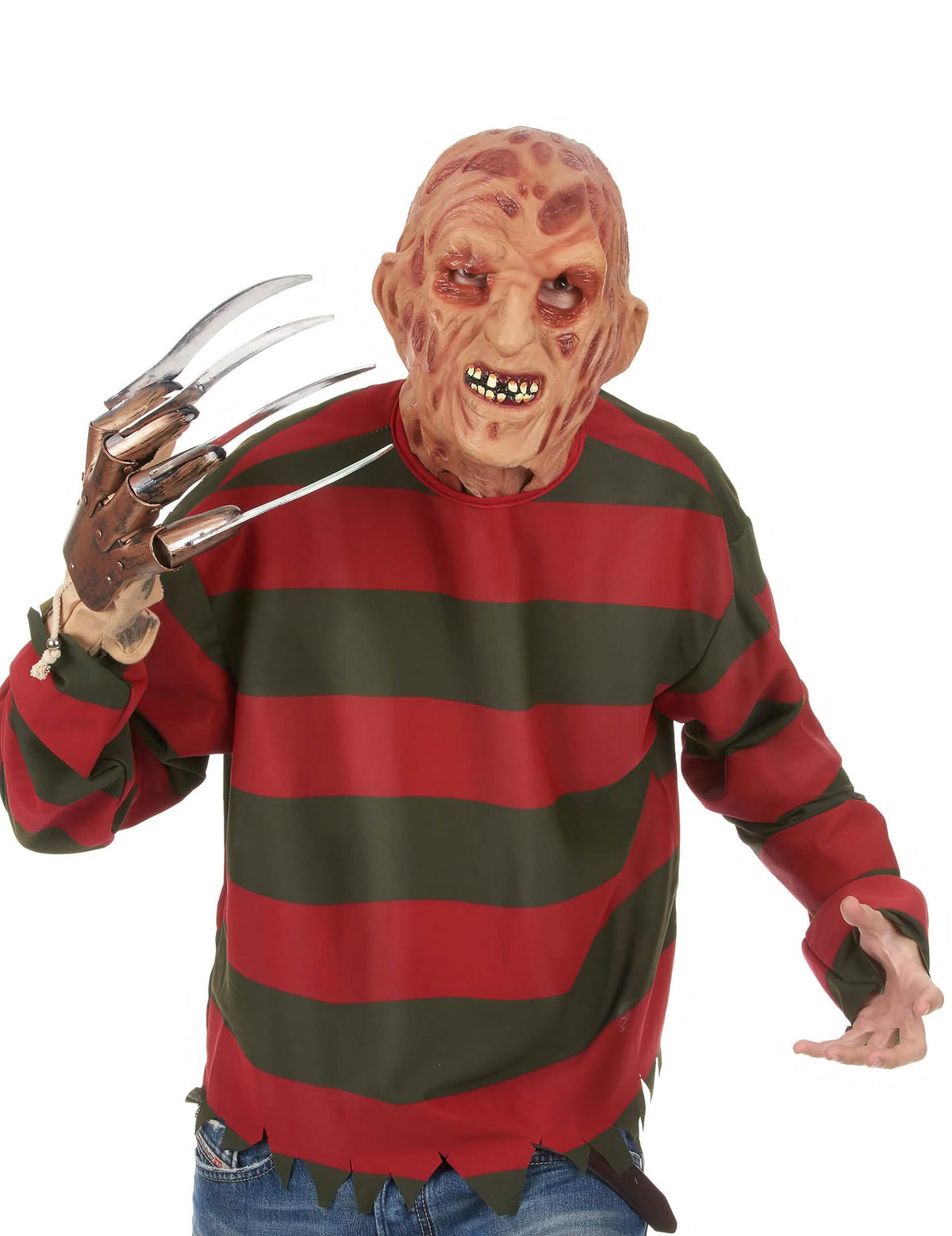 Celotvářová maska Freddy Krueger pro dospělý béžová vzhled spáleného obličeje