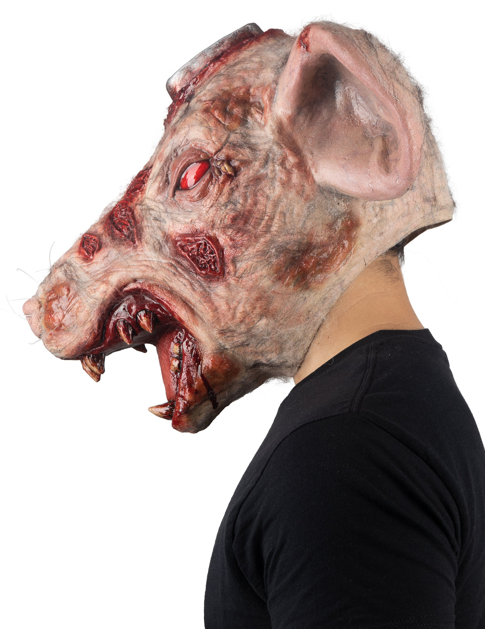 Masque intégral rat de laboratoire pour adulte gris et ensanglanté