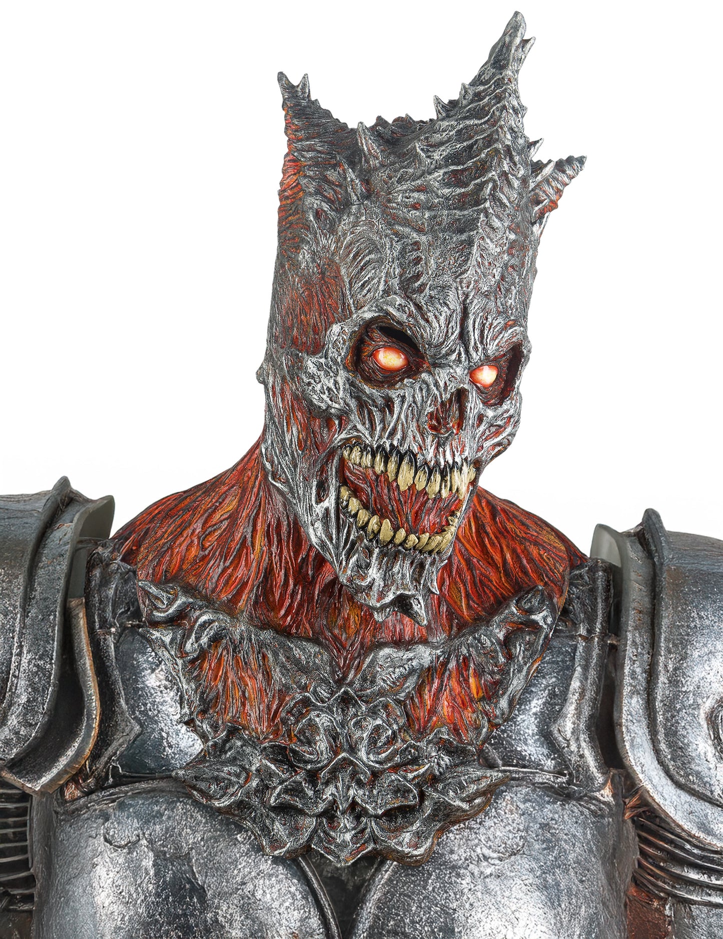Masque intégral roi faucheur en feu pour adulte gris et rouge incandescent