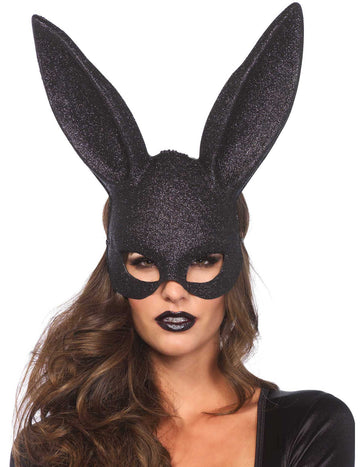 Masque lapin noir pailleté adulte