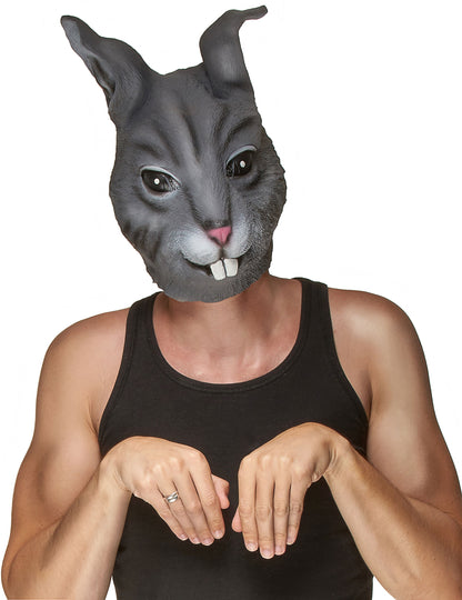 Masque latex lapin pour adulte gris