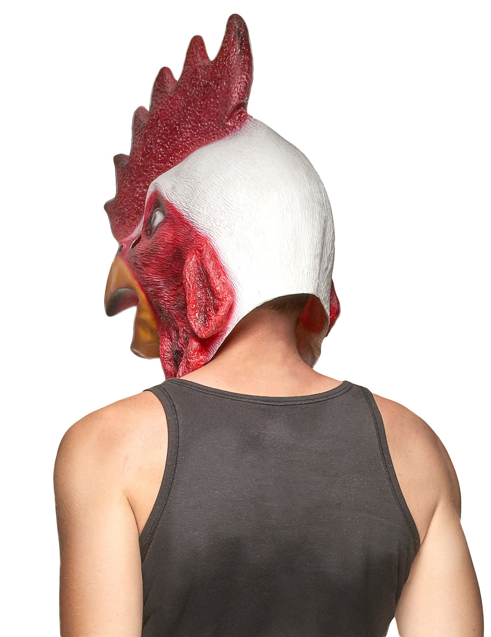 Vue de dos du masque latex tête de coq