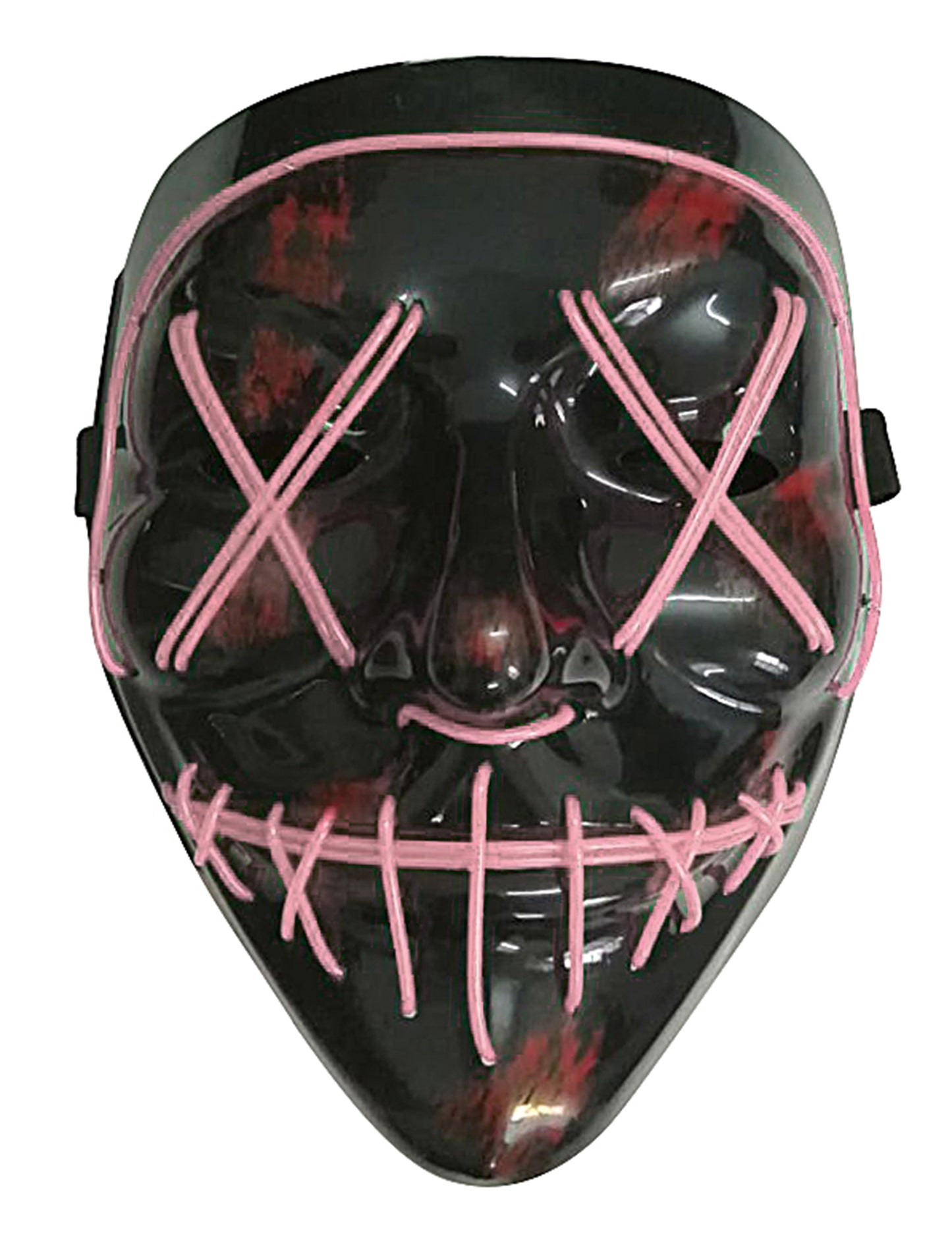 Gros plan sur les fils led du masque led lumineux pour adulte fuchsia