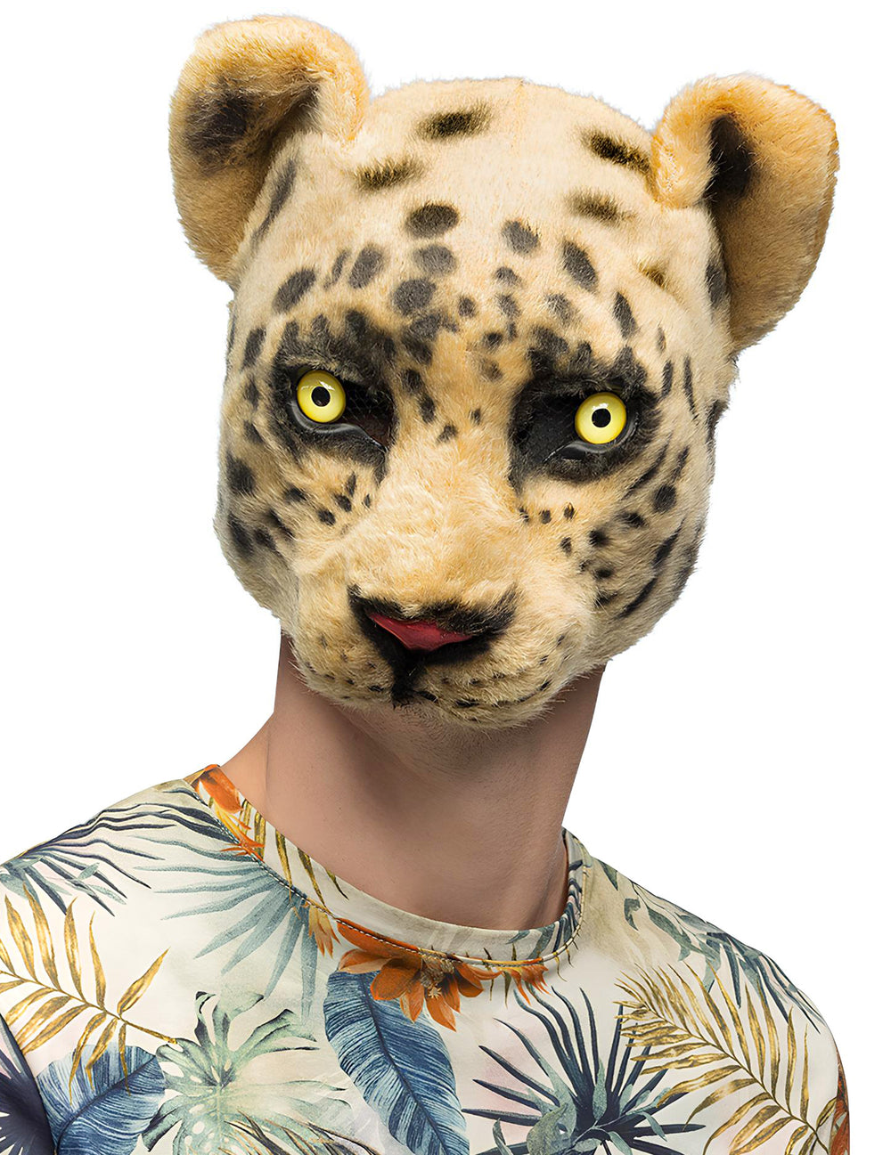Masque Léopard pour adultes et enfants beige à taches noires en peluche
