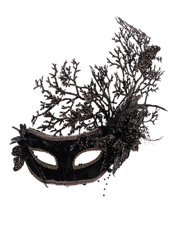 Černá maska s květinami pro ženy