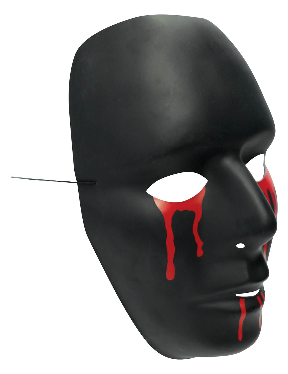 Pohled ze tří čtvrtin na černá halloween maska pro ženu s krvavými slzami