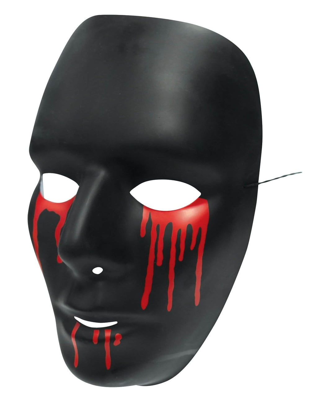 Pohled zepředu na halloweenskou masku pro ženu černá s krvavými slzami