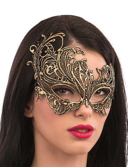 Masque en tissu macramé pour adulte or