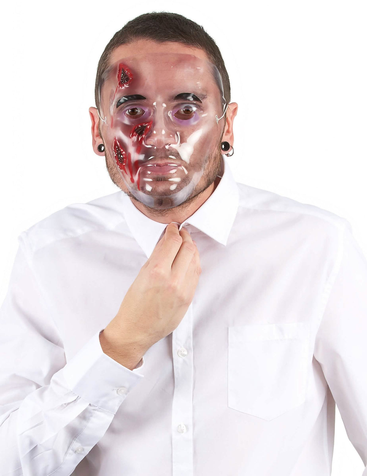 Průhledná a zakrvácená maska se krvácivými ranami pro dospělý