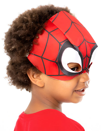 Masque preschool Spidey pour enfant rouge avec motifs de toile d'araignée noirs