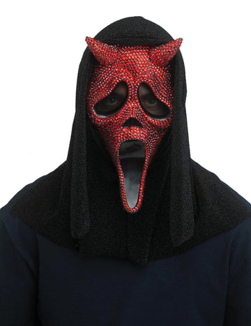 Maska Scream™ červený ďábel s kamínky pro dospělé 