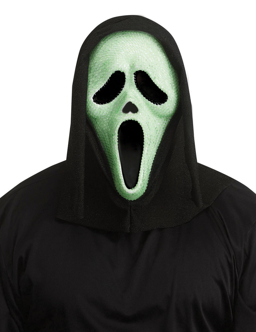 Masque Scream™ pour adulte phosphorescent à strass vert