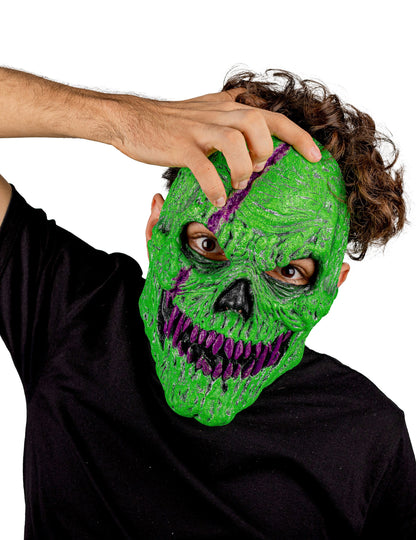 Masque squelette démoniaque vert adulte