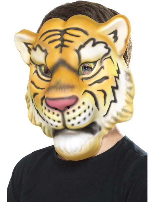 Masque tête de tigre pour enfant orange et blanc