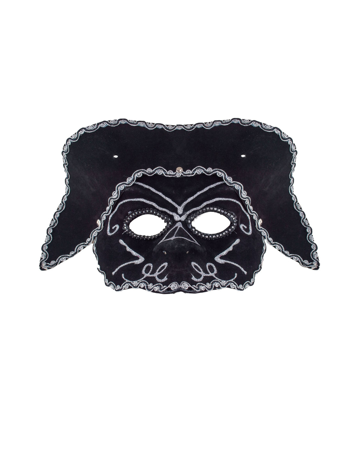 Masque vénitien avec tricorne pour adulte noir et argent