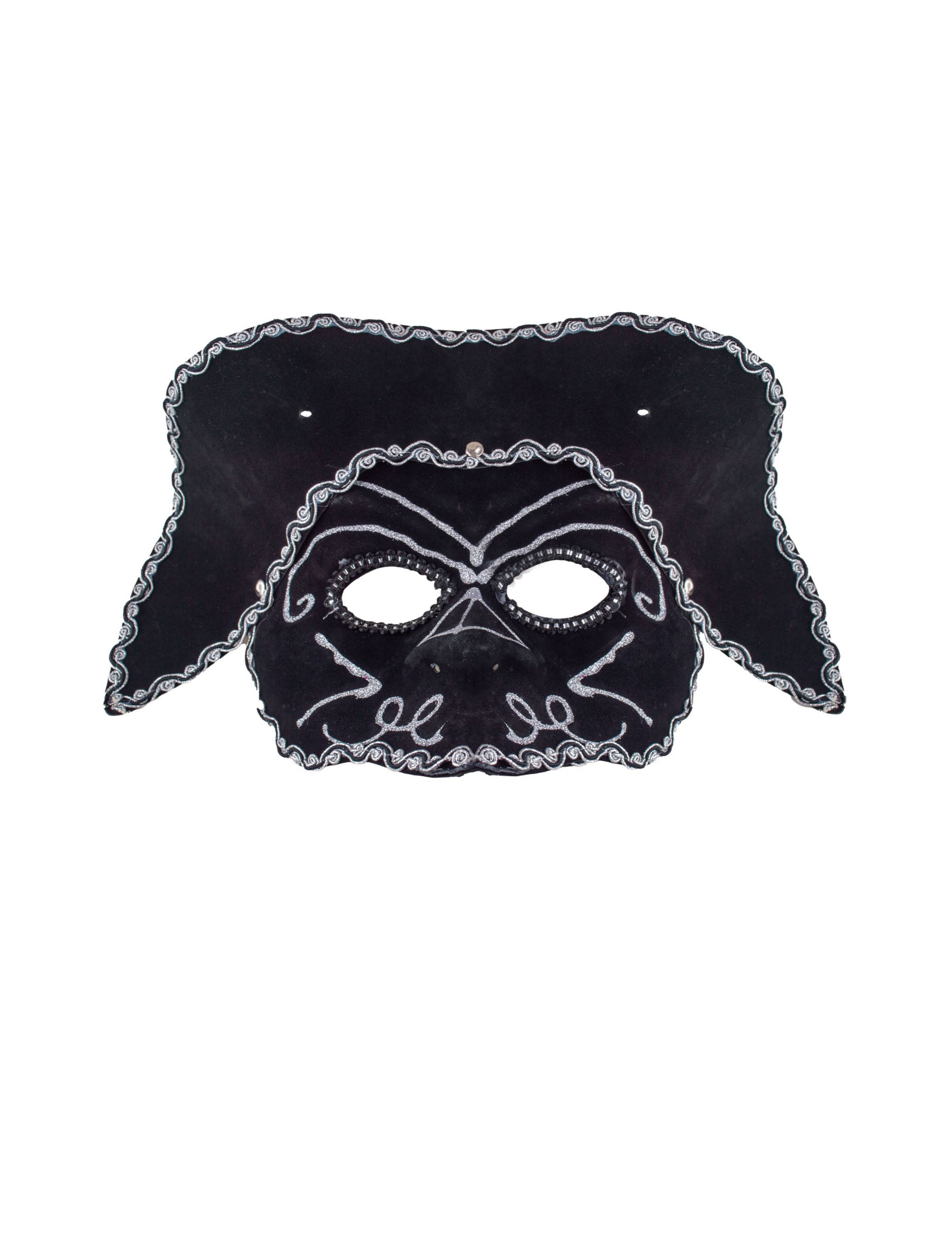 Masque vénitien avec tricorne pour adulte noir et argent