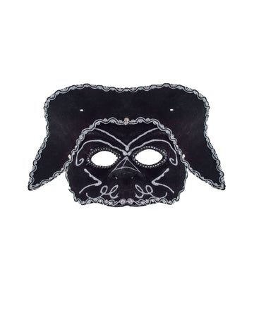 Masque vénitien avec tricorne pour adulte noir avec motifs argentés