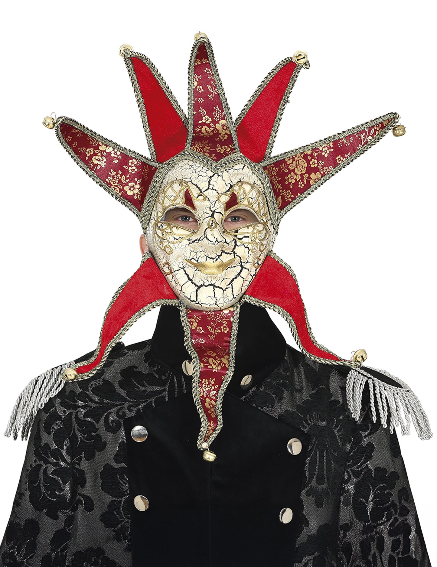 Veneziánská maska pro muže červená a zlatá 