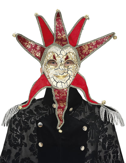 Veneziánská maska pro muže červená a zlatá 