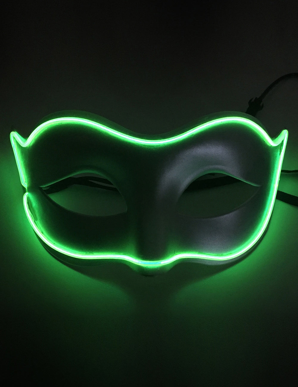Masque vénitien néon LED pour adulte vert