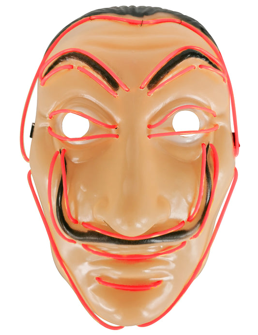 Gros plan sur les fils LED du masque de voleur