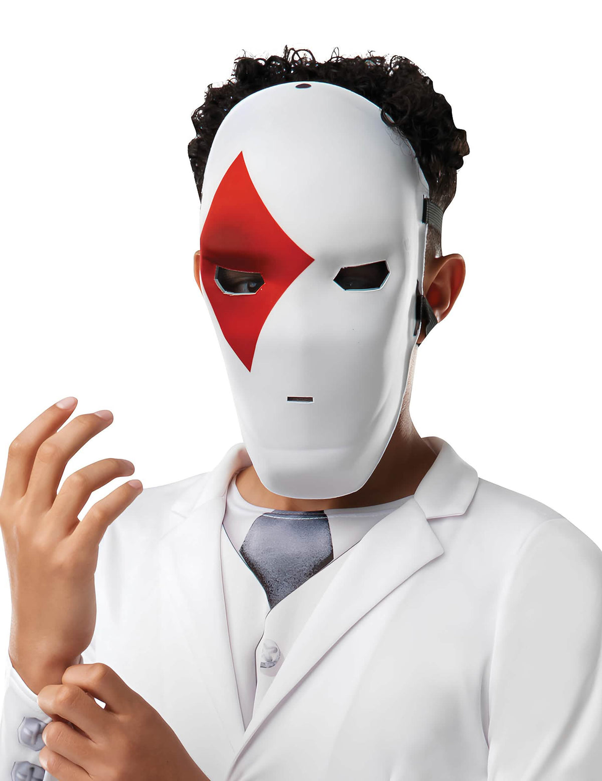 Maska Wild Card Fortnite™ pro dítě bílá s červená kosočtvercem